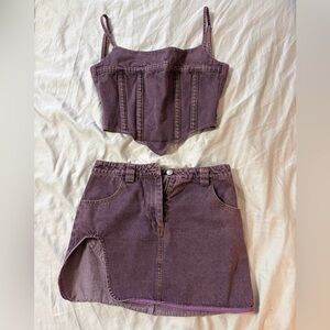 By.Dylan revolve two piece set Asymmetrical Purple Denim Skirt